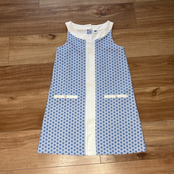 Indigo Tile Print Dress By Janie And Jack Size 8 - Picture 1 of 11